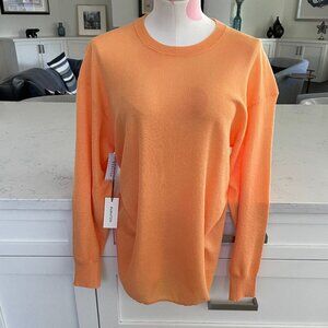 Aritzia Babaton Beck Linen Lg Sleeve Crew Neck Knit Sweater Apricot Ice Sz M NWT